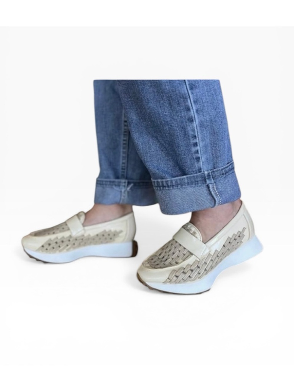 Diba True NWOB Koi Pond Cream Woven Platform Loafer Slip On Sz 8